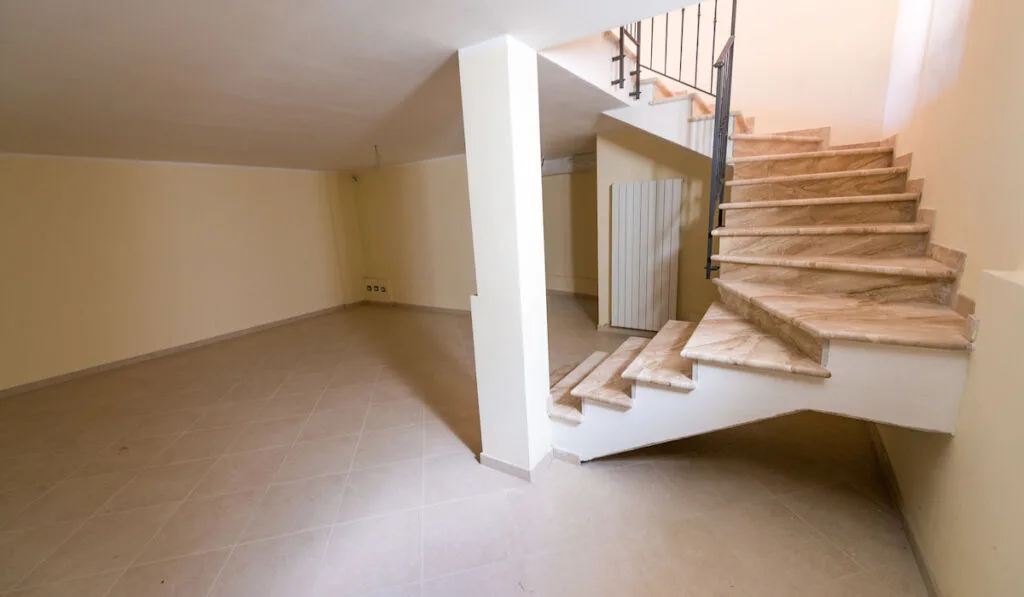 Staircase in a basement room