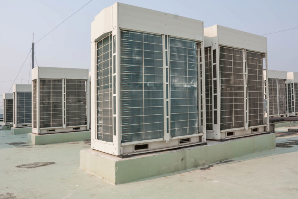 Fan coil unit installed at the rooftop