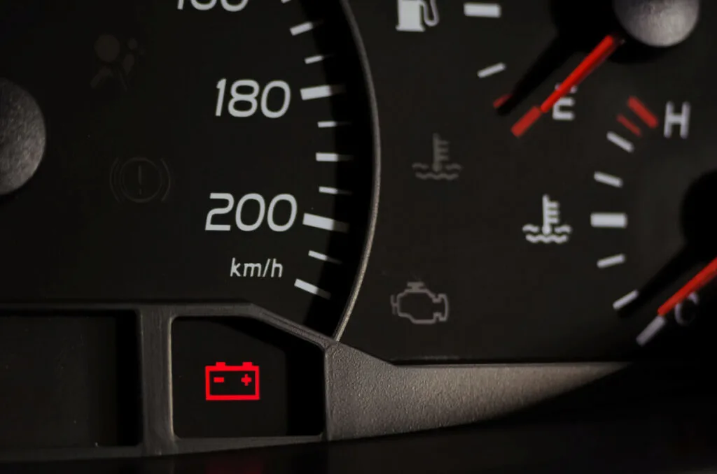 car battery indicator lit up in red 