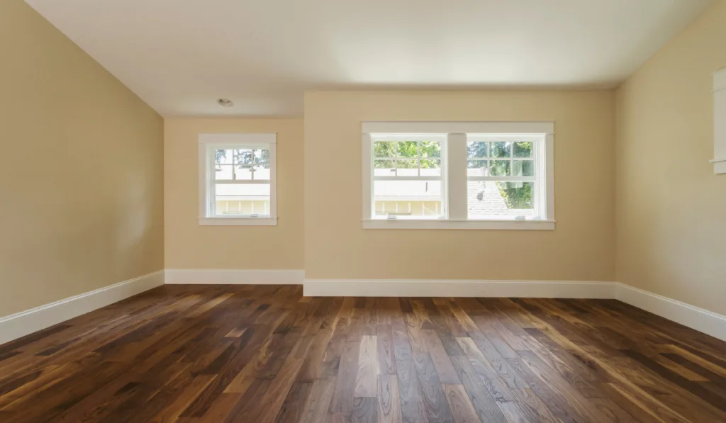Wooden floor in empty bedroom