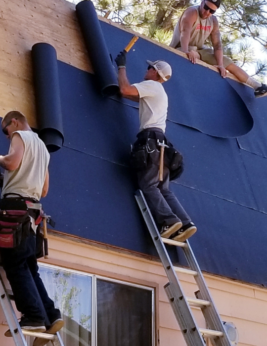 professional-roofers-on-extension-ladder