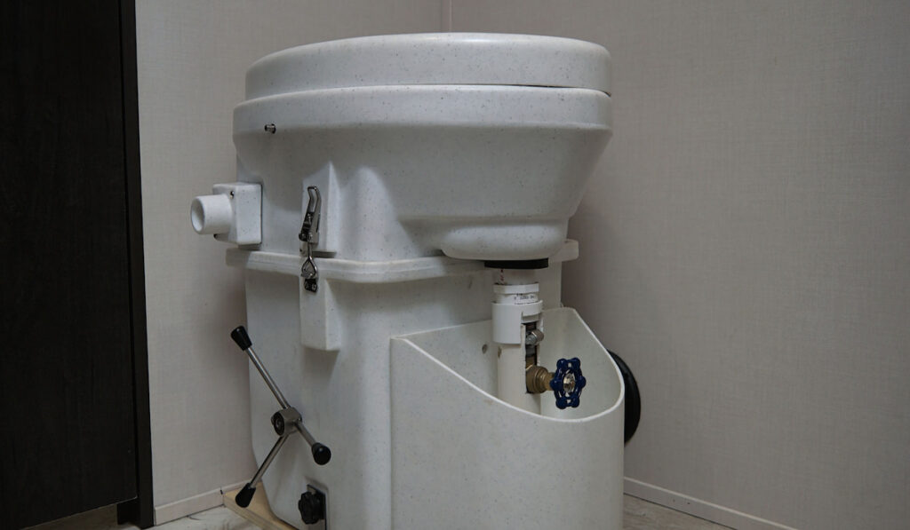 Composting toilet in a RV bathroom