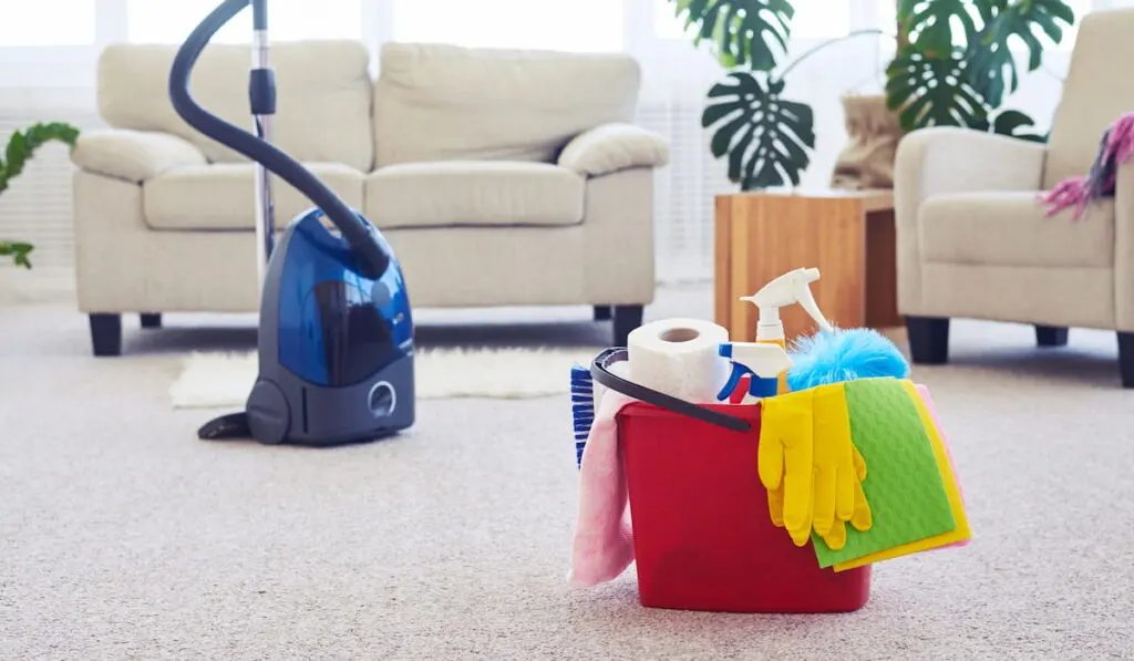  set of cleaning tools in front of vacuum cleaner