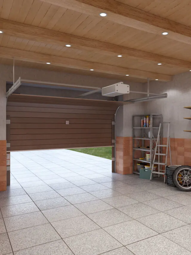 Garage interior with open door