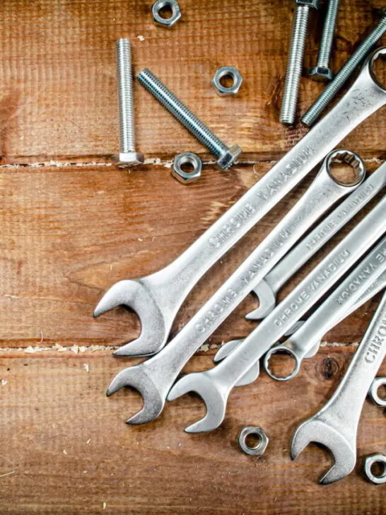 wrenches on a wooden table
